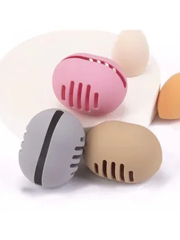 1 шт. коробка для переноски переносных губок для макияжа для сухого/влажного использования, силиконовая коробка для хранения яиц Macarone Beauty с несколькими отверстиями