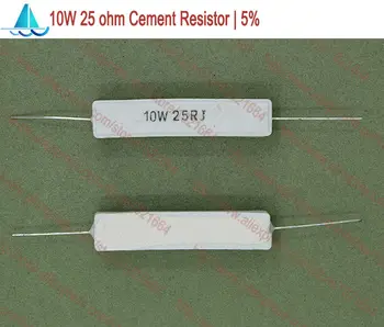 (10 шт./лот) 10 Вт 25 Ом керамический цементный силовой резистор 25 Ом TOL 5% резисторов