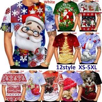 (12 Стилей) Рождественская Одежда 2023 Новая Мода Унисекс Рождественская Цифровая Печать Подростковая Повседневная футболка С коротким рукавом Плюс Размер