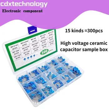 15 видов высоковольтной коробки образцов керамических конденсаторов 1K 2K 3K 0.1nF-22nF керамическая коробка конденсаторов