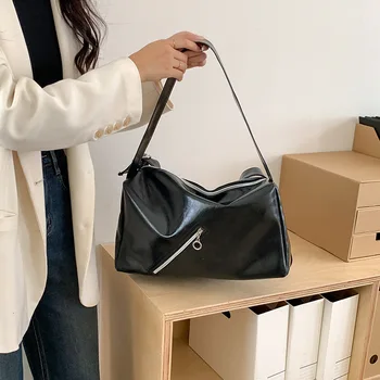 2024 Мягкая кожаная сумка через плечо New Commuter Leisure, роскошная сумка большой емкости, женские Повседневные сумки через плечо в студенческом стиле