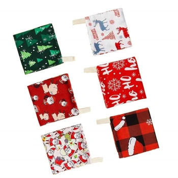 6 шт. Квадратное детское полотенце для лица с рождественскими узорами, шарф для новорожденных, стирка K1KC