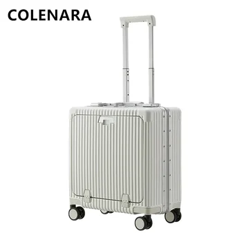 COLENARA, 18-дюймовый ручной багаж, Небольшой посадочный бокс, Многофункциональный Открывающийся спереди ноутбук, Алюминиевая рама, тележка, кейс для ПК, чемодан