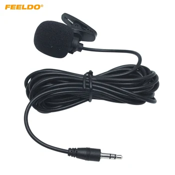 FEELDO 5шт Комплект микрофонов TRS 3,5 мм С Креплением Для звонков по Громкой связи в салоне автомобиля с GPS С Разъемом и кабелем длиной 3 м #AM4253