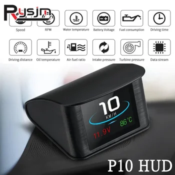 HD P10 HUD OBD2 Smart Digital Meter Автомобильный Спидометр Температура об/мин Датчик Пробега Многофункциональный Головной Дисплей Сигнализация Превышения Скорости