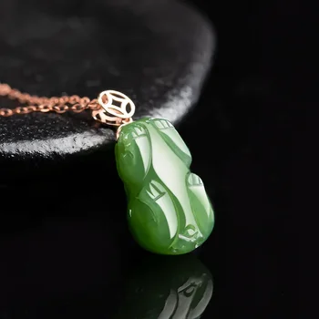 Hotan Jade Emperor Green Кулон с храбрым диким животным, Инкрустированный розовым золотом 18 Карат, Изысканное Энергетическое Исцеляющее Ожерелье, Элегантный Подарок богатой женщине