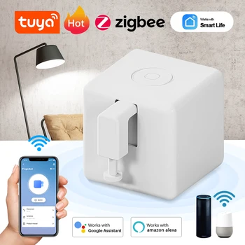 Tuya Zigbee Fingerbot Plus Smart Fingerbot Переключатель Кнопки Толкатель Умный Таймер Жизни Голосовое Управление Работает с Alexa Google Assistant
