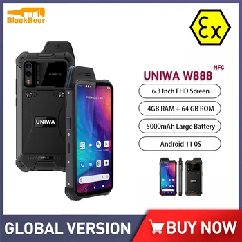 UNIWA W888 ATEX Explosion IP68 Портативная Рация Смартфон Andriod 4 ГБ 64 ГБ Восьмиядерный Мобильный Телефон 6,3 