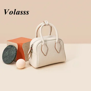 VOLASSS Модная дизайнерская женская сумка Boston на плечо, сумка из натуральной кожи двух размеров, Новые сумки через плечо из воловьей кожи, женские универсальные сумки
