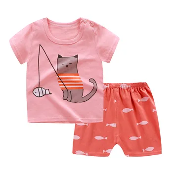 ZWF2143 Летний детский комплект с коротким рукавом, хлопковая детская одежда из 2 предметов, комплект одежды для мальчиков, одежда для малышей для мальчика