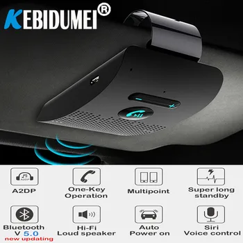 Автомобильный комплект громкой связи Bluetooth 5.0 Динамик HIFI 2 Вт Беспроводной аудиоприемник MP3 Музыкальный плеер Зажим для солнцезащитного козырька с шумоподавлением