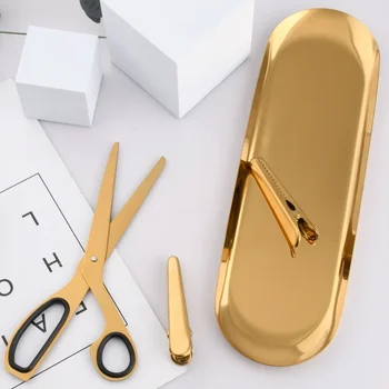 Асимметрия в скандинавском стиле, Золотые ножницы из нержавеющей стали, канцелярские принадлежности для художественной школы, простая папка для резки бумаги, инструменты для поделок