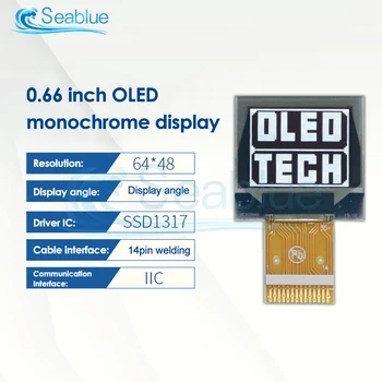 Белый 0,66 дюймовый OLED-дисплей 14pin Модуль ssd1317 64x48 0,66 
