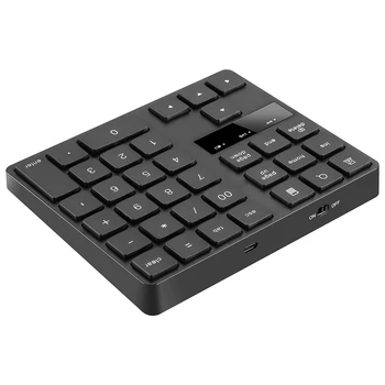 Беспроводная цифровая клавиатура 2.4G Портативная офисная клавиатура финансовой отчетности с 35 клавишами, встроенная перезаряжаемая батарея, черная клавиатура
