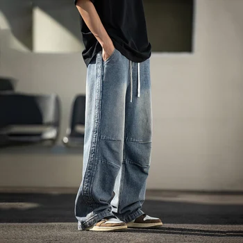 Бренд TFETTERS, стираемые джинсы в стиле ретро, мужские весенние новые мешковатые джинсы средней посадки с прямыми штанинами, мужские повседневные брюки-карго в американском стиле