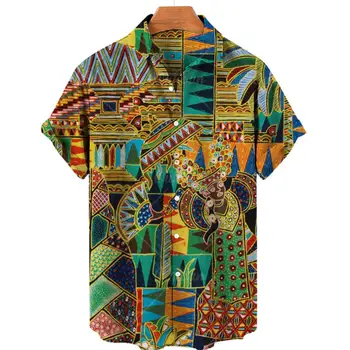 Винтажный этнический стиль, 3D принт, Летние детские рубашки, блузки, детские топы Оверсайз, однобортная блузка с коротким рукавом, одежда