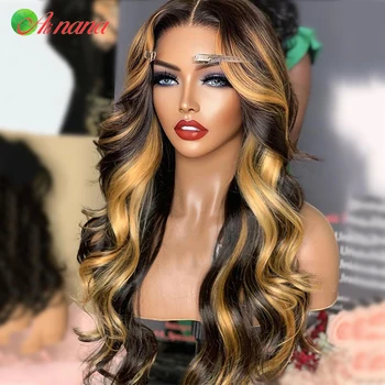 Выделите светлые объемные парики 13x6 с кружевной фронтальной частью, выделите коричневые Предварительно выщипанные парики из человеческих волос Малайзии для чернокожих женщин 30 дюймов