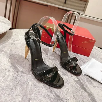 Высококачественные женские туфли на высоком каблуке, роскошные модные женские туфли с красной подошвой, классические дизайнерские туфли в стиле ретро высотой 10 см, хи