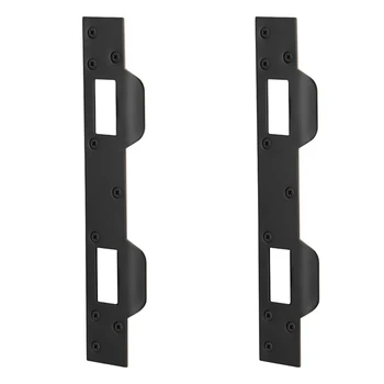 Дверная защелка с двойными отверстиями, усиленная пластина для дверной ручки и ригеля (2шт, черный) Прочный