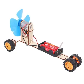 Деревянный ветроэнергетический автомобиль DIY Электронный Научный Экспериментальный набор Креативная сборка модели Учебные пособия Развивающие игрушки для детей