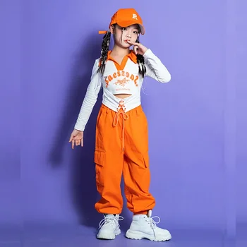 Детская одежда в стиле хип-хоп, Простые Красочные Модные Джазовые Танцевальные Костюмы для девочек с длинными Рукавами для Подиума, Дышащие Мягкие Комплекты