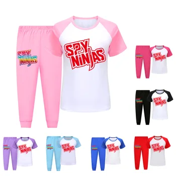 Детские брюки SPY NINJAS с короткими рукавами, пижамный костюм из полиэстера, одежда для девочек, домашняя одежда для мальчиков-подростков, комплекты одежды, детская футболка