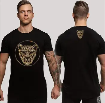 Дизайнерская футболка со стразами, летние флисовые повседневные топы мужского бренда в стиле хип-хоп