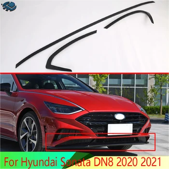 Для Hyundai Sonata DN8 2020 2021 с покрытием из углеродного волокна перед перекладиной Накладка бампера Накладка молдинга Нижняя решетка радиатора