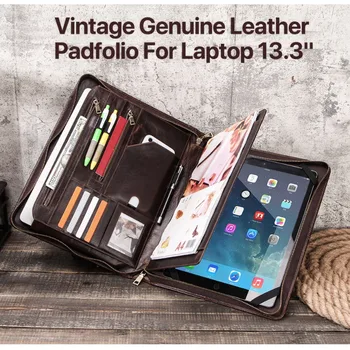 Для Macbook Pro13.3 Кожаная сумка для ноутбука В рукаве вмещает бумагу формата А4, слот для нескольких карт, деловые офисные сумки для хранения для мужчин в качестве подарков