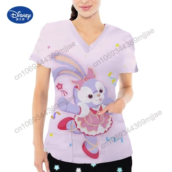 Женская одежда Disney, Униформа медсестры, Топы 2000-х годов для женщин, 2023, Женская футболка с карманами, Y2k Style, Цельные Винтажные футболки