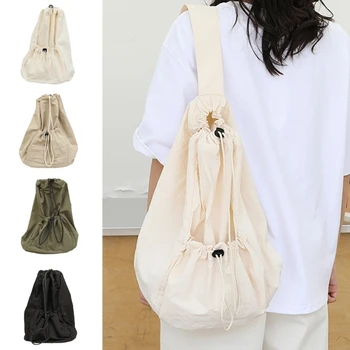 Женская сумка-слинг Harajuku Сумка-мешок на шнурке в японском стиле, нейлоновая сумка 066F