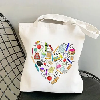 Женская сумка через плечо с буквенным принтом подсолнуха, большие вместительные повседневные сумки-тоут Teacher Life, многоразовые эко-сумки для покупок