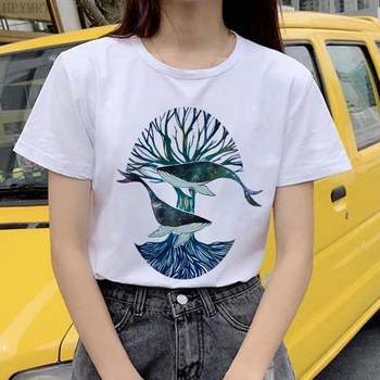Женская футболка Harajuku с принтом морской жизни, летняя модная уличная одежда, женская футболка, повседневные топы большого размера с короткими рукавами, Футбо
