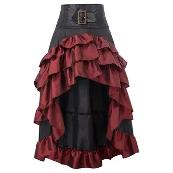 Женская юбка в стиле ретро в средневековом королевском стиле с высокой талией, нерегулярными рюшами, в стиле пэчворк, женская юбка Макси для официальных выступлений