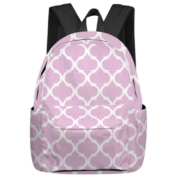 Женские и мужские рюкзаки Pink Morocco Geometry, водонепроницаемый школьный рюкзак для студентов, мальчиков и девочек, сумка для ноутбука Mochilas