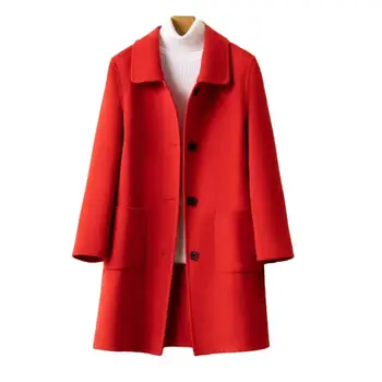 Женское осенне-зимнее пальто Свободного кроя, однобортное, с лацканами, средней длины, с длинными рукавами и карманами, пальто chaquetas