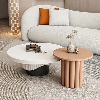 Журнальные столики из массива дерева в скандинавском стиле для гостиной, современный минималистичный Роскошный круглый стол, Креативный дизайнерский приставной столик, мебель для дома