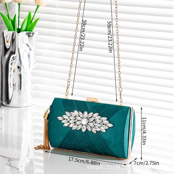 Зеленая сумочка Shang Усовершенствованная сумка для ужина Цепочка для бара Банкетная сумка Элегантная сумочка Кошелек с бриллиантами для вечеринки 2023 Женская сумка