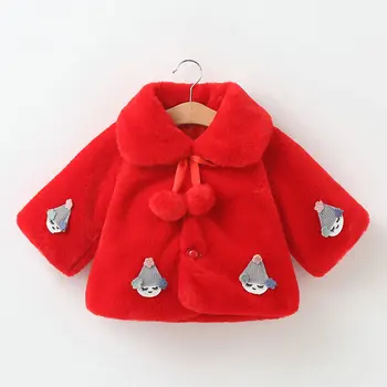 Зимняя куртка FINEPAT, одежда для маленьких девочек, Милый Рождественский плащ принцессы, верхняя одежда, Осенняя теплая шуба из искусственного меха, плюшевый зимний комбинезон для младенцев