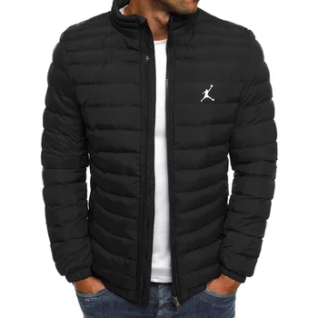 Зимняя куртка, мужской теплый пуховик с воротником-стойкой, уличная мода, Повседневная брендовая верхняя мужская куртка-парка