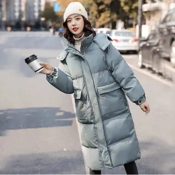 Зимняя пуховая хлопчатобумажная куртка 2023 года, женское Корейское свободное утепленное пальто, женская теплая куртка Parker с капюшоном, ветрозащитное женское повседневное длинное пальто