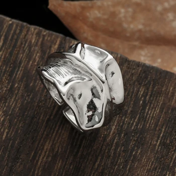 Корейская версия ins niche с неправильной текстурой, оригинальный дизайн, кольцо из стерлингового серебра S925 для женщин