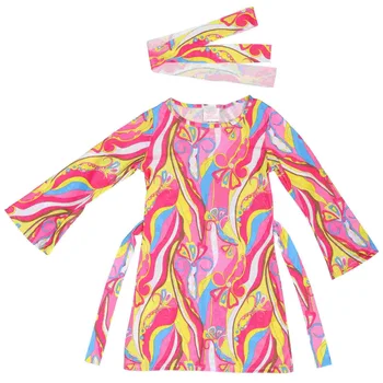 Костюмы хиппи для маленьких девочек и детей в стиле ретро, косплей для выступлений на дискотеке (размер ee401), одежда из ткани