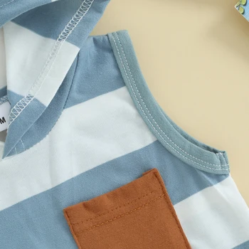 Летняя одежда для новорожденного мальчика контрастных цветов, футболка с коротким рукавом и шорты с капюшоном, комплект летней одежды из 2 предметов