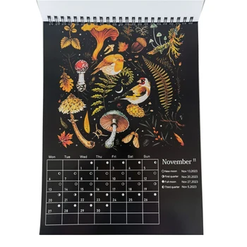 Лунный календарь на 2024 год, Календарь Темного леса, Креативные Иллюстрированные Настенные Лунные Календари, Астрология, Бабочка, Собака, Кошка, Грибной Календарь.