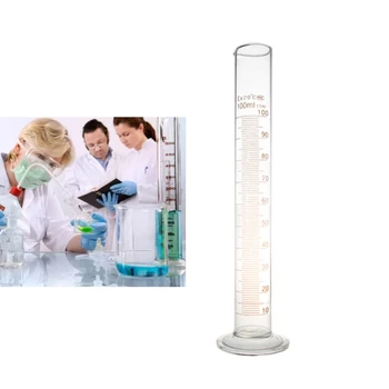 Мерный цилиндр из толстого стекла с градуировкой, 100 единичных метрических весов, измеритель носика для химической лаборатории R9UF