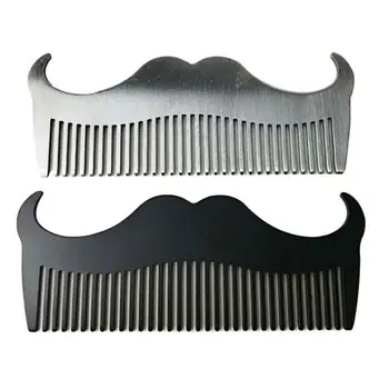 Металлическая расческа в форме козьих усов, расческа для стрижки бороды из нержавеющей стали, мужской инструмент для укладки волос