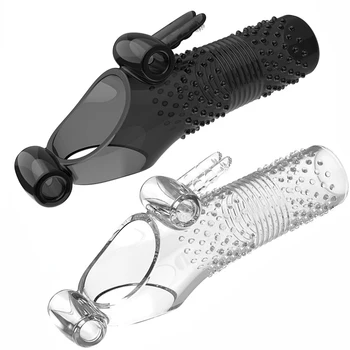 Многоразовый Хрустальный рукав для пениса, Пулевидная вибрация, Гибкая головка, увеличитель пениса, экстендер, вибратор для задержки эякуляции, секс-игрушки для взрослых