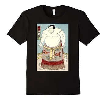 Модная мужская хлопчатобумажная одежда Sumo - Потрясающая футболка с принтом в японском стиле ретро, повседневная мужская одежда, рубашки с коротким рукавом