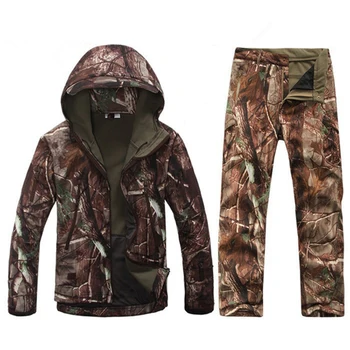 Мужская флисовая термокуртка TAD Gear Sharkskin Soft Shell, военный водонепроницаемый тактический комплект, Зимние камуфляжные куртки, брюки
